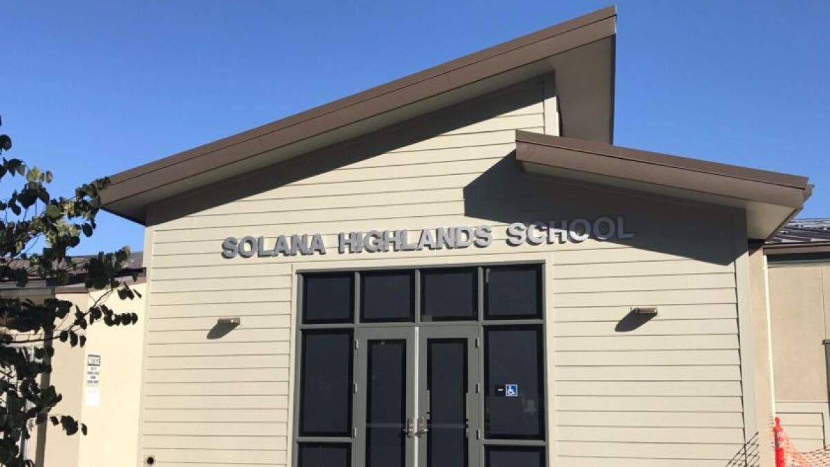 Solana Highlands School in Carmel Valley will transition into a K-6 school from a K-3 school starting this fall.