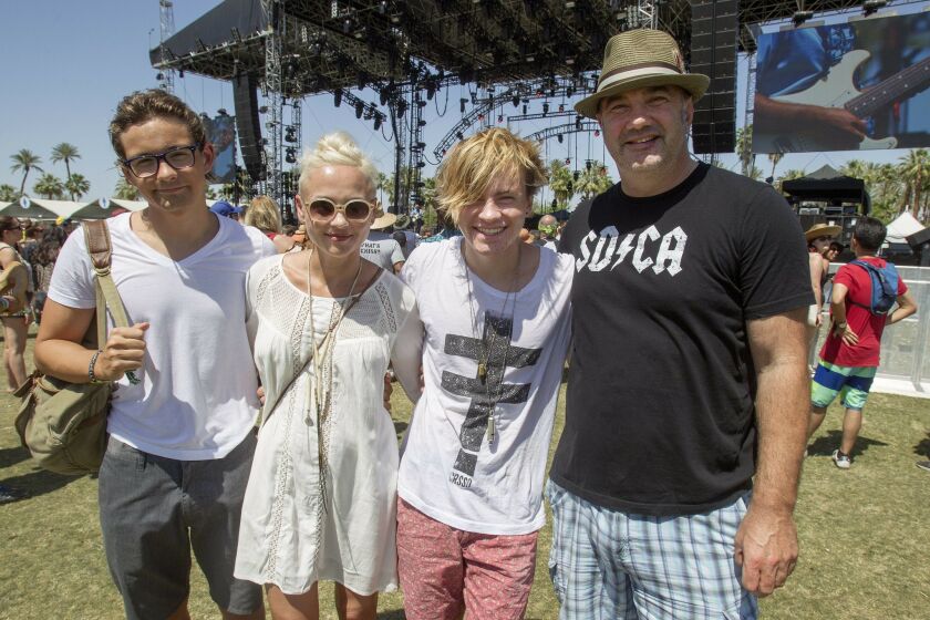 Day three of the 2015 Coachella Valley Music and Arts Festival . From San Diego, the Arthur Family LtoR Alex, Michele, Austin and Jules have been coming to Coachella as a family for the last five years.