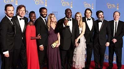 Director Steve McQueen and the cast of "12 Years a Slave," the winner for Best Motion Picture/Drama.