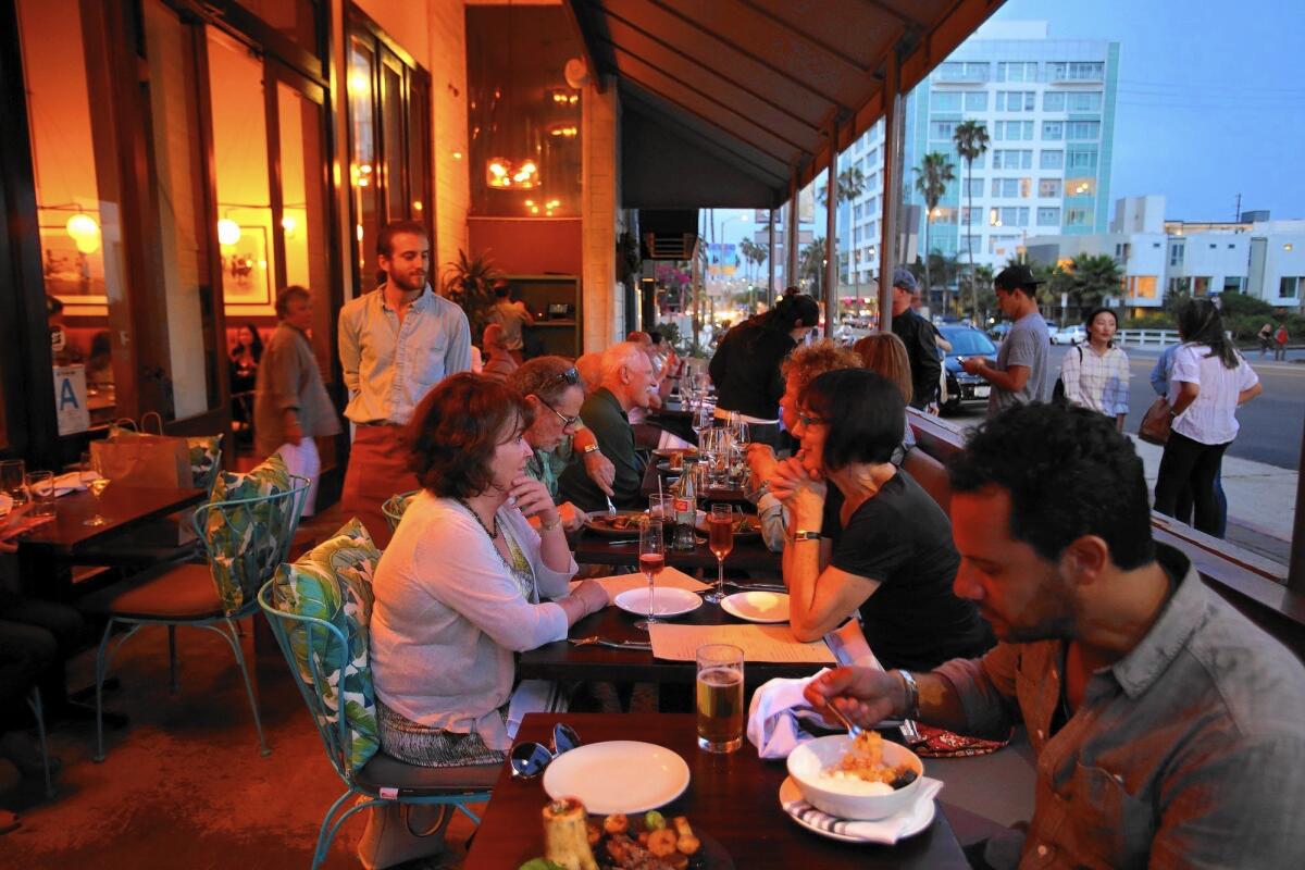 Diners enjoy a meal at Leona restaurant in Venice. Southern California, one of the fastest-growing regions for restaurants in the nation.