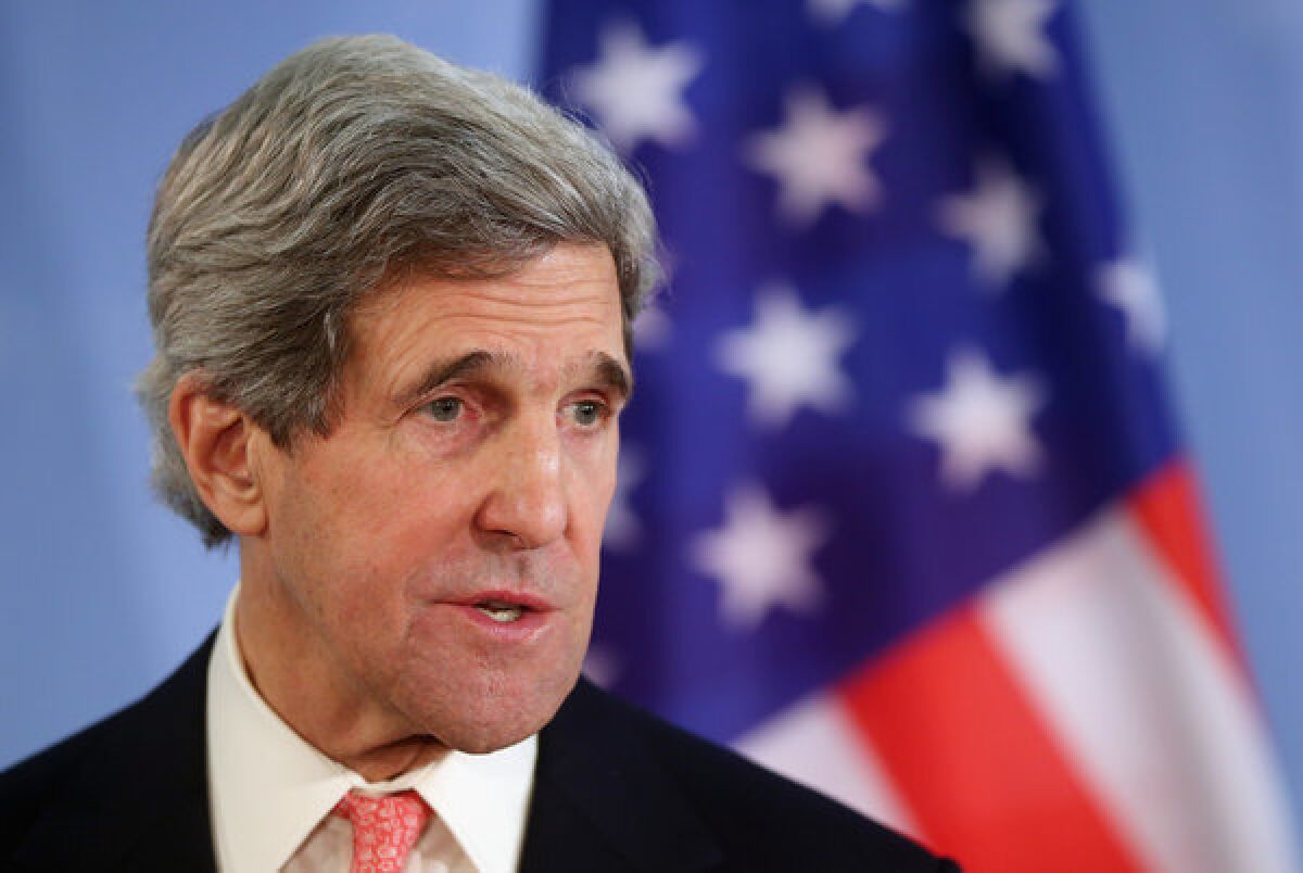 U.S. Secretary of State John Kerry, seen Tuesday in Berlin on a nine-country mission, confronts competing foreign policy objectives in addressing the demands of Syrian opposition forces and the need to keep Iranian nuclear talks and relations with Russia on track.