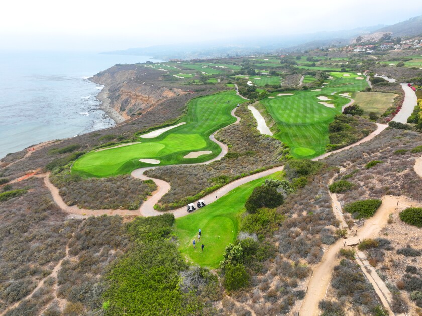 En udsigt over Los Angeles' Trump National Golf Club på Rancho Palos Verdes den 25. maj.