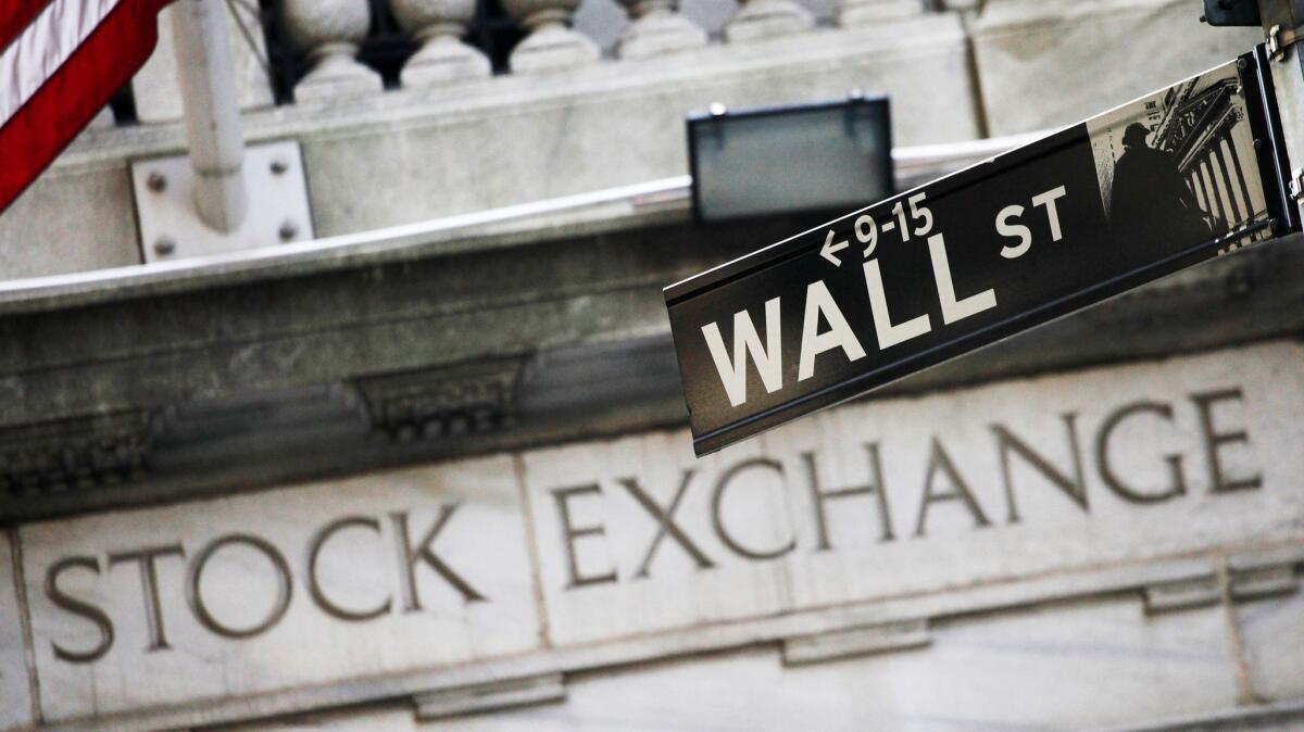 The New York Stock Exchange is seen on Wall Street.