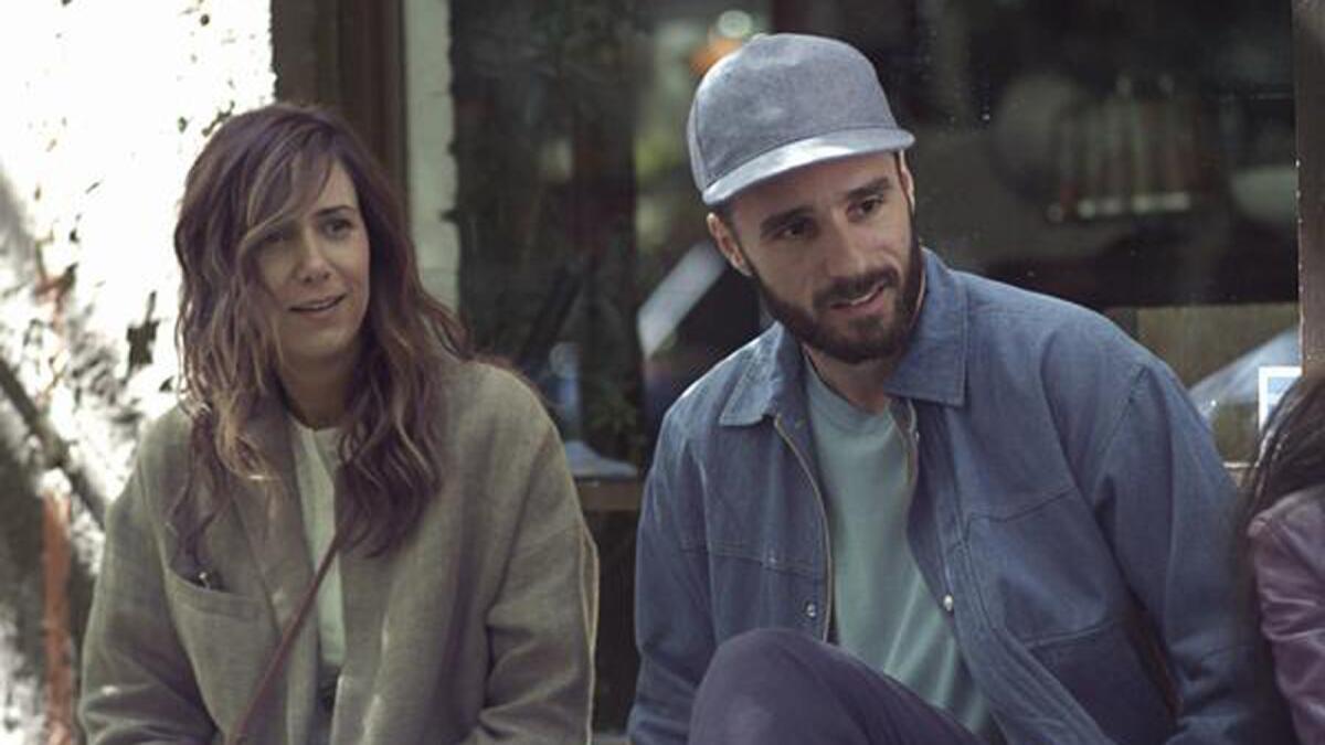 Actress Kristen Wiig and writer, director, co-star Sebastian Silva in a moment from "Nasty Baby." The film is premiering as part of the 2015 Sundance Film Festival.