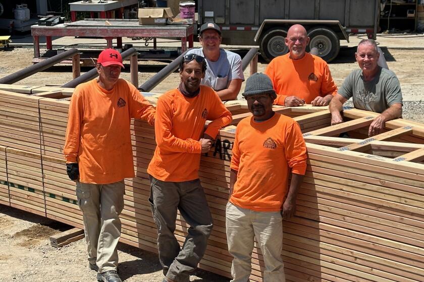 From left front row, Jose Lopez, Anthony Johnson and Alfredo Leon, and back row, Jon Lazarus, Scott Eskridge and Paul Stykel.