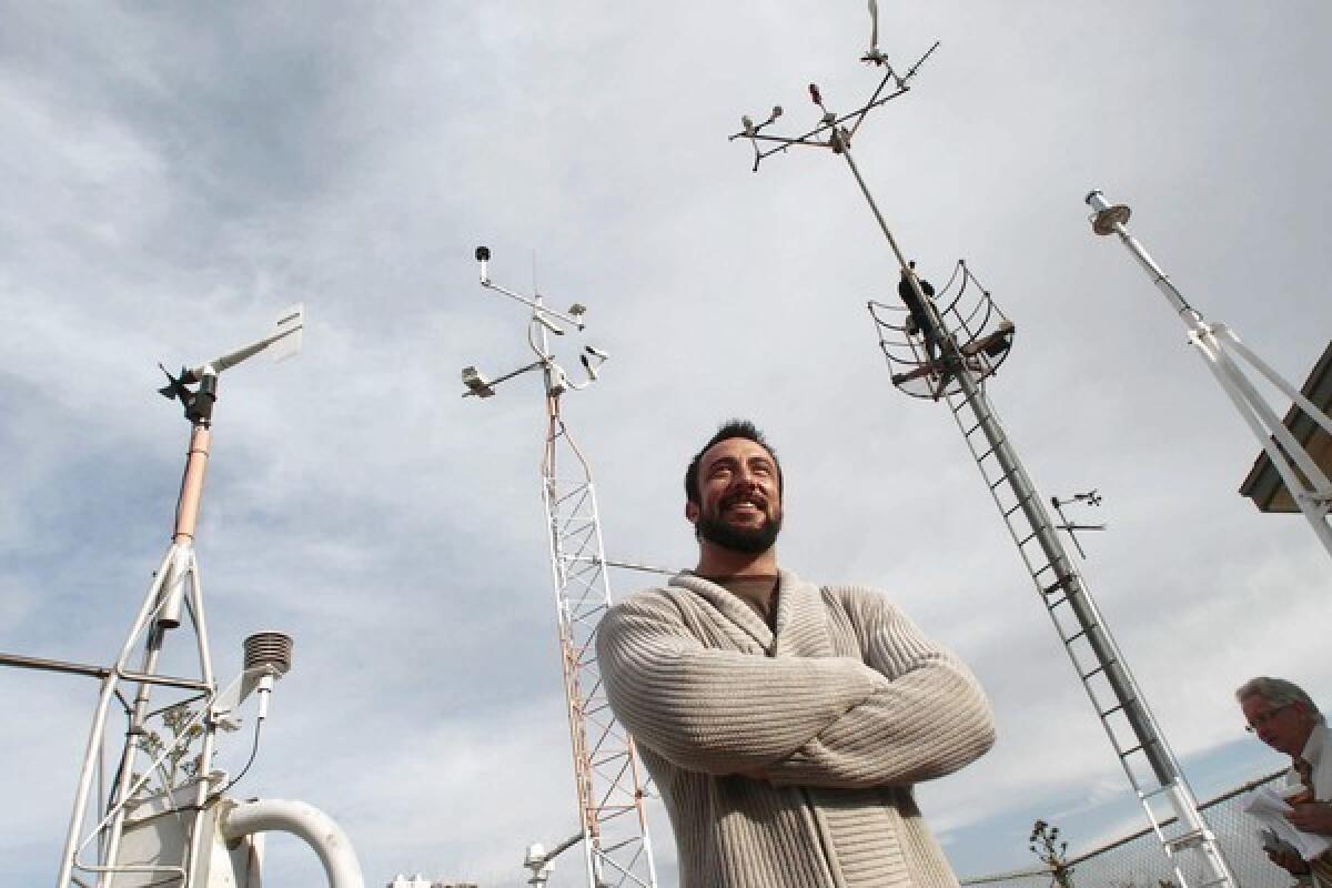 Steve Woodruff, a former Pierce College meteorology student and now the weather office manager at Van Nuys Airport, installed the weather station's new equipment. He said it's impossible to know what sort of data will be important in the future to the study of global warming.