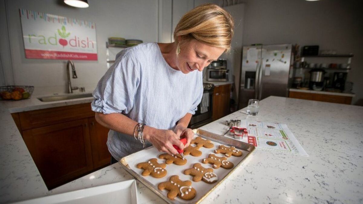 Samantha Barnes, co-founder and chief executive of Raddish, in her test kitchen. Raddish is a monthly subscription service kit that teaches children culinary skills and the history, culture and nutritional benefits of the foods.