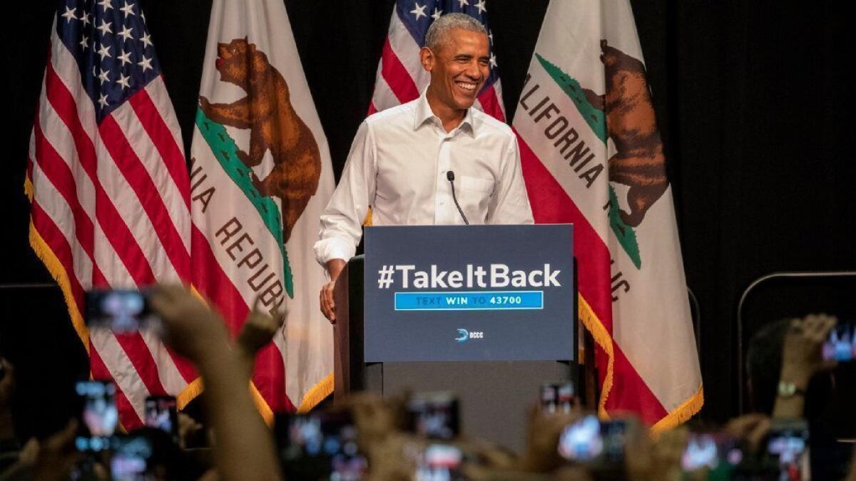 President Obama speaks at a campaign event in Anaheim on Saturday.