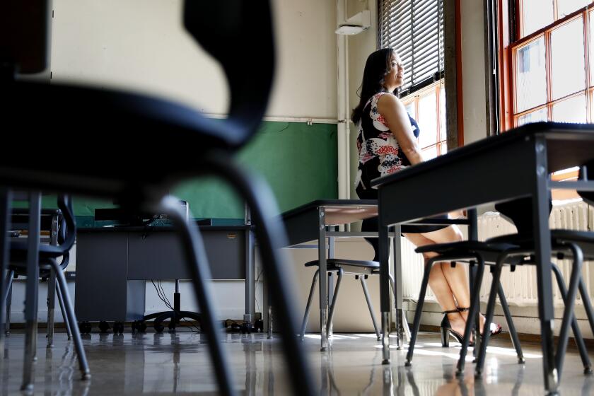 LOS ANGELES-CA-JUNE 14, 2021: Audubon Middle School principal Deanna Hardemion gives a tour of the school in Los Angeles where Dr. Dre and Jimmy Iovine, both music moguls from humble roots, plan to open a public high school on the campus in Fall 2022, on Monday, June 14, 2021. (Christina House / Los Angeles Times)