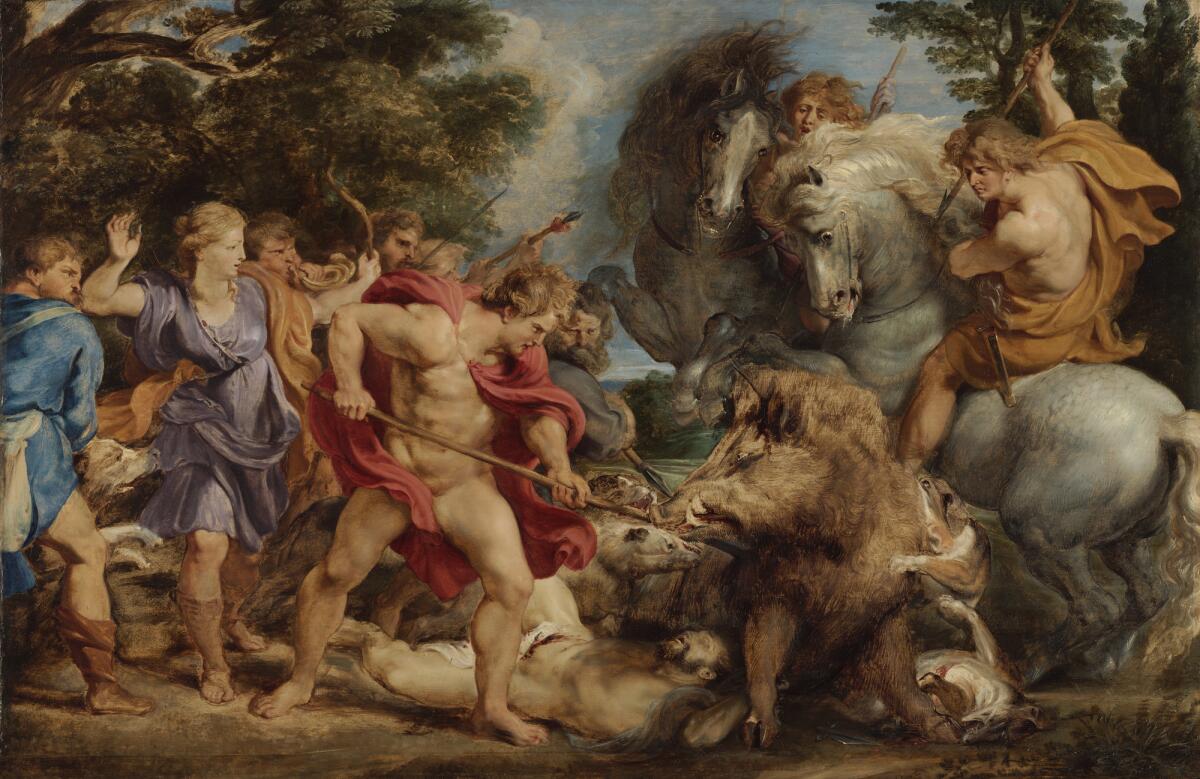 Peter Paul Rubens, "The Calydonian Boar Hunt," circa 1611-12, oil on panel