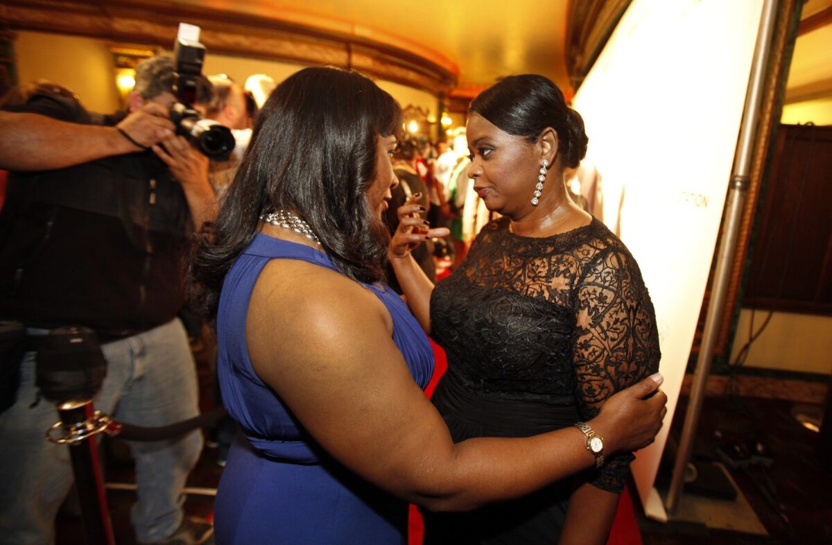 Wanda Johnson, left, mother of Oscar Grant, and actress Octavia Spencer, at "Fruitvale Station" premiere. Spencer plays the role of Wanda Johnson in the film.