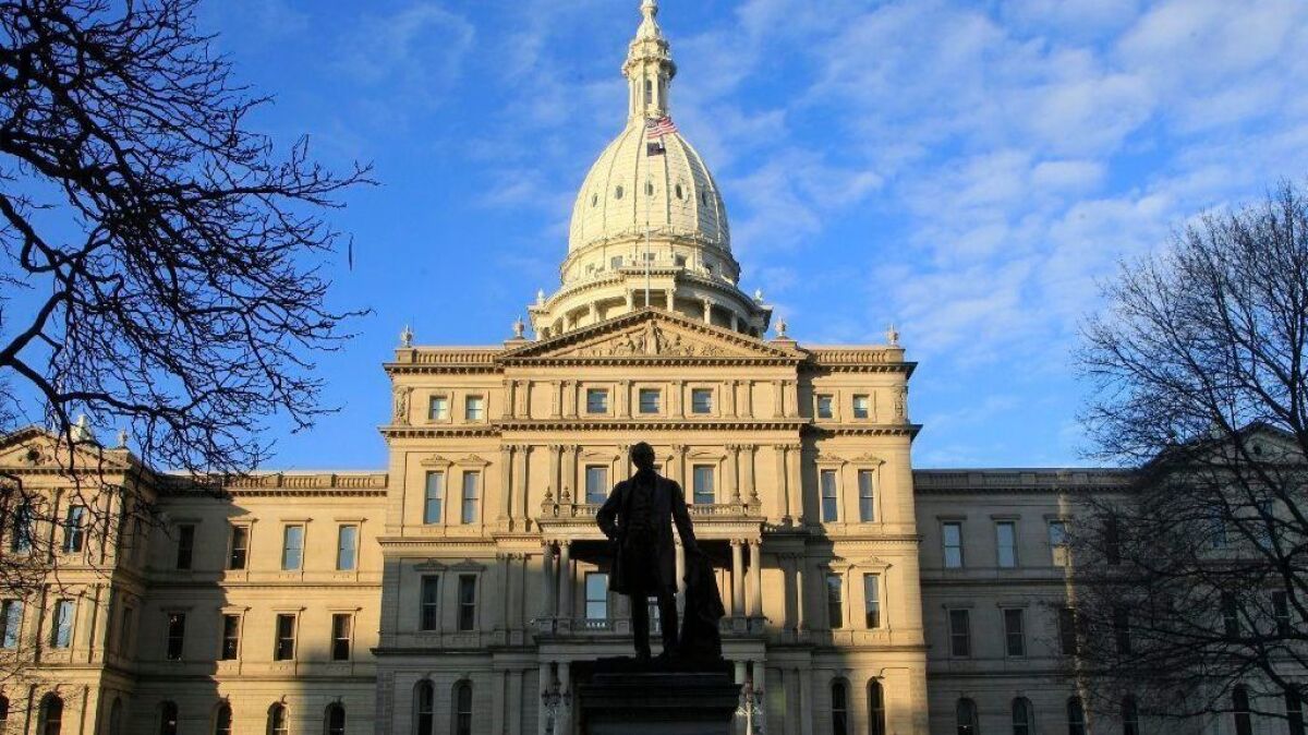 The Michigan state Capitol building in Lansing. Michigan has a governor's race on the ballot.
