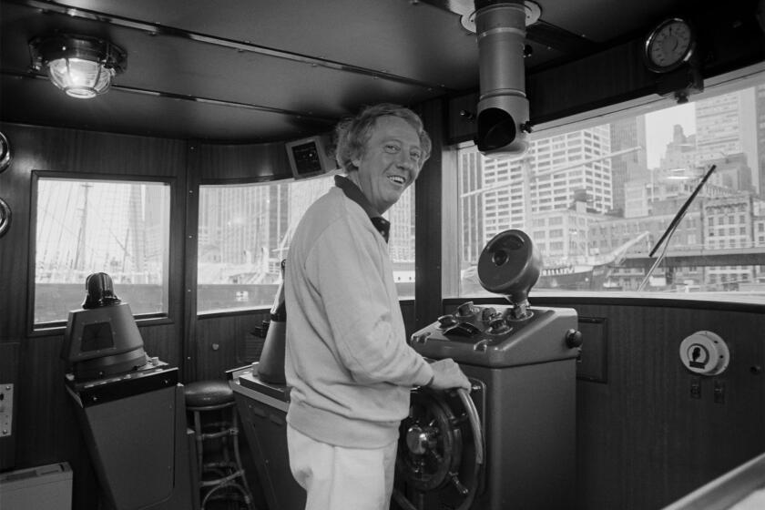 Pop impresario Robert Stigwood aboard his yacht Sarina in 1979. Stigwood, who managed the Bee Gees and produced 1970s blockbusters "Grease" and "Saturday Night Fever," has died.