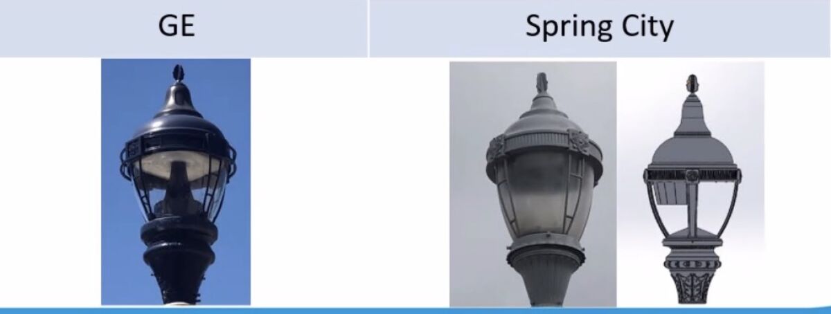 Neither of these streetlight options was preferred by the La Jolla Shores Association board during its meeting May 10.