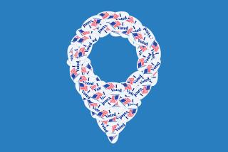 Illustration of a location pin formed out of 'I Voted' stickers