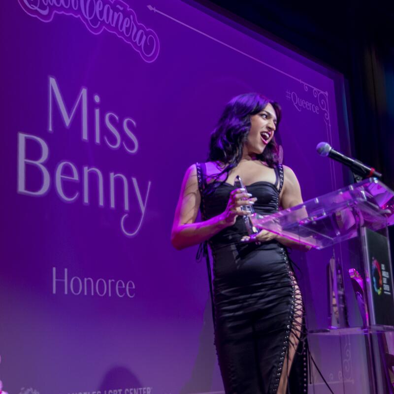 Miss Benny accepts her honoree award 