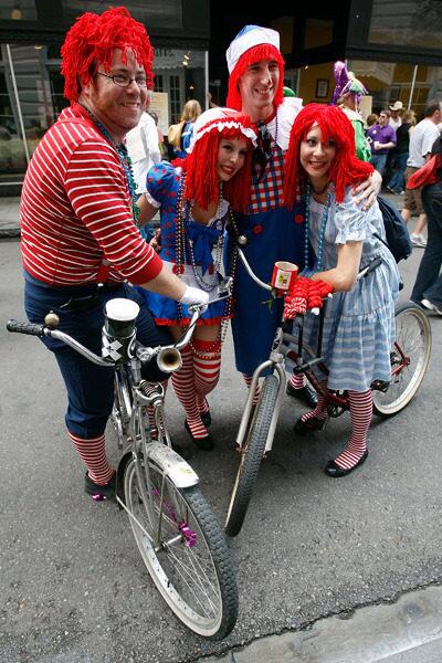 A group of Raggedy revelers celebrate on Mardi Gras.