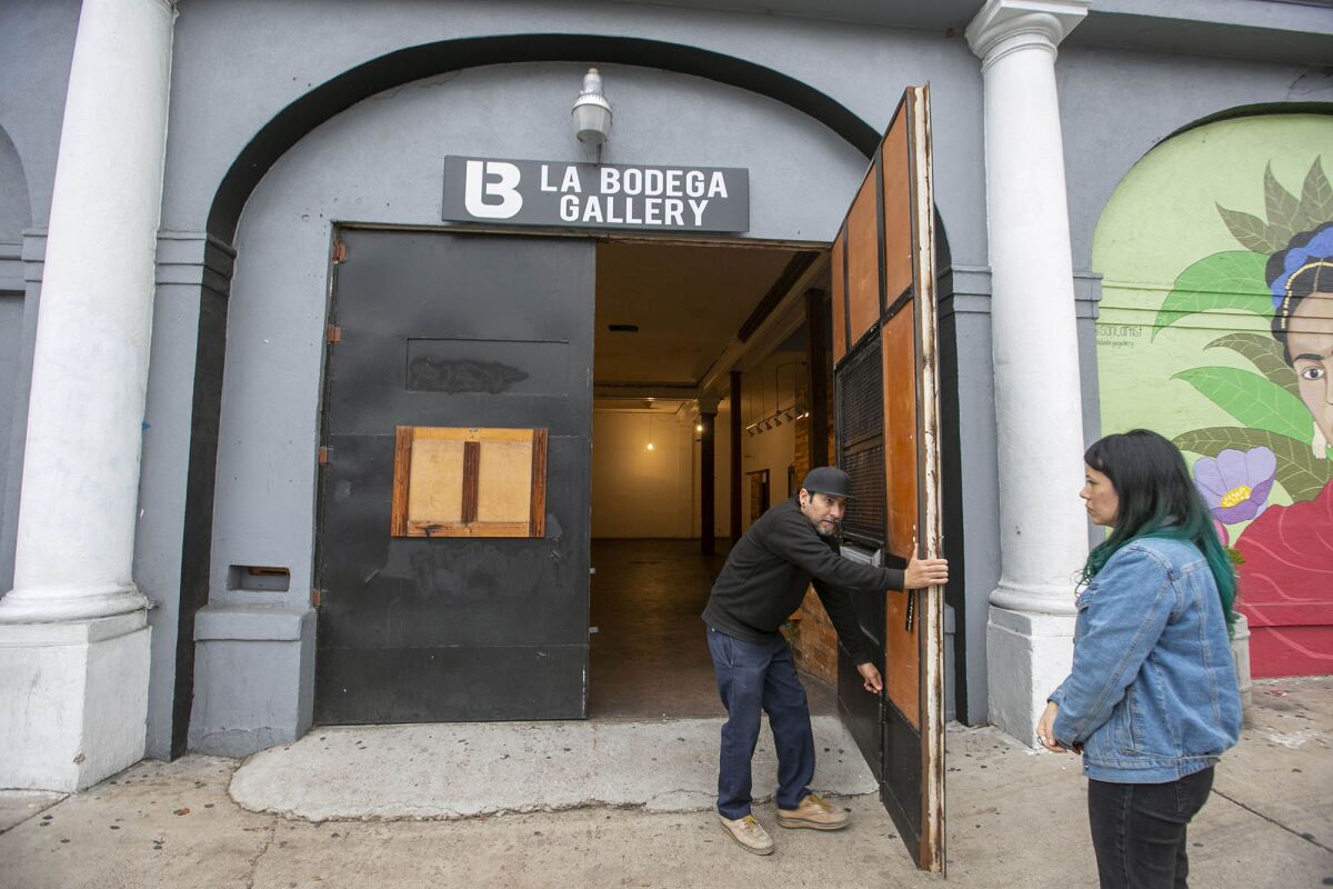 La Bodega Gallery owners Soni-Lopez Chavez and Chris Zertuche spent the holidays packing and moving everything out of the space on Logan Avenue and into their new building, which they will lease for five years with an option to extend the lease. They were photographed on Tuesday, Decemrber 3, 2019.