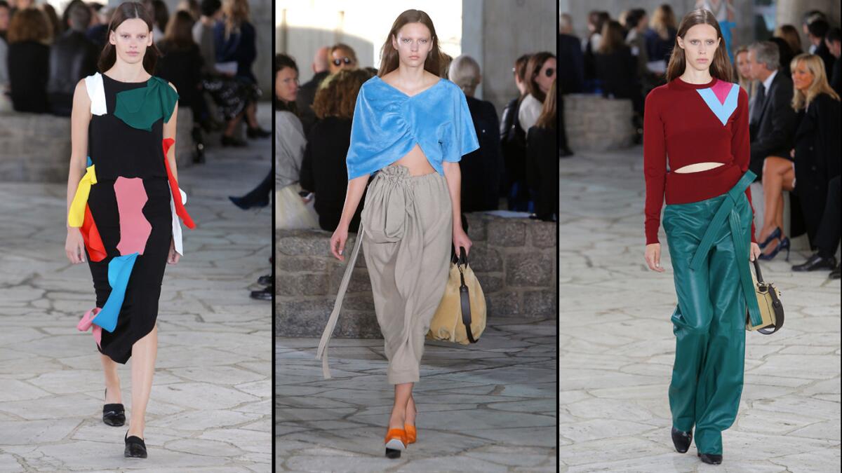 Three looks from the Loewe collection.