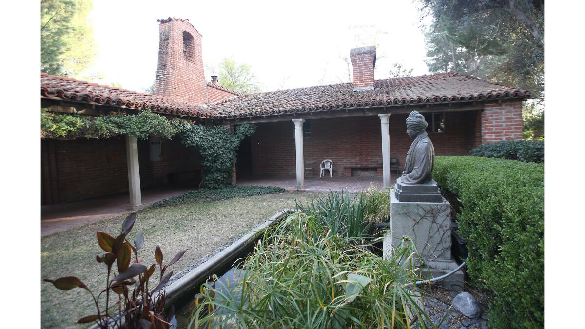 The lecture hall, library and courtyard at the Trabuco Canyon Monastery.