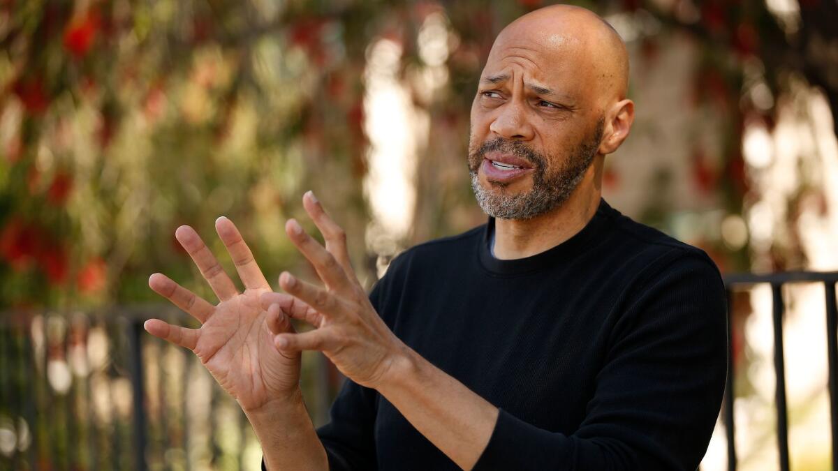 Oscar winning filmmaker John Ridley in Lake View Terrace near the site of the Rodney King beating by police officers. Ridley has directed "Let It Fall," a look at the 1992 Los Angeles riots.