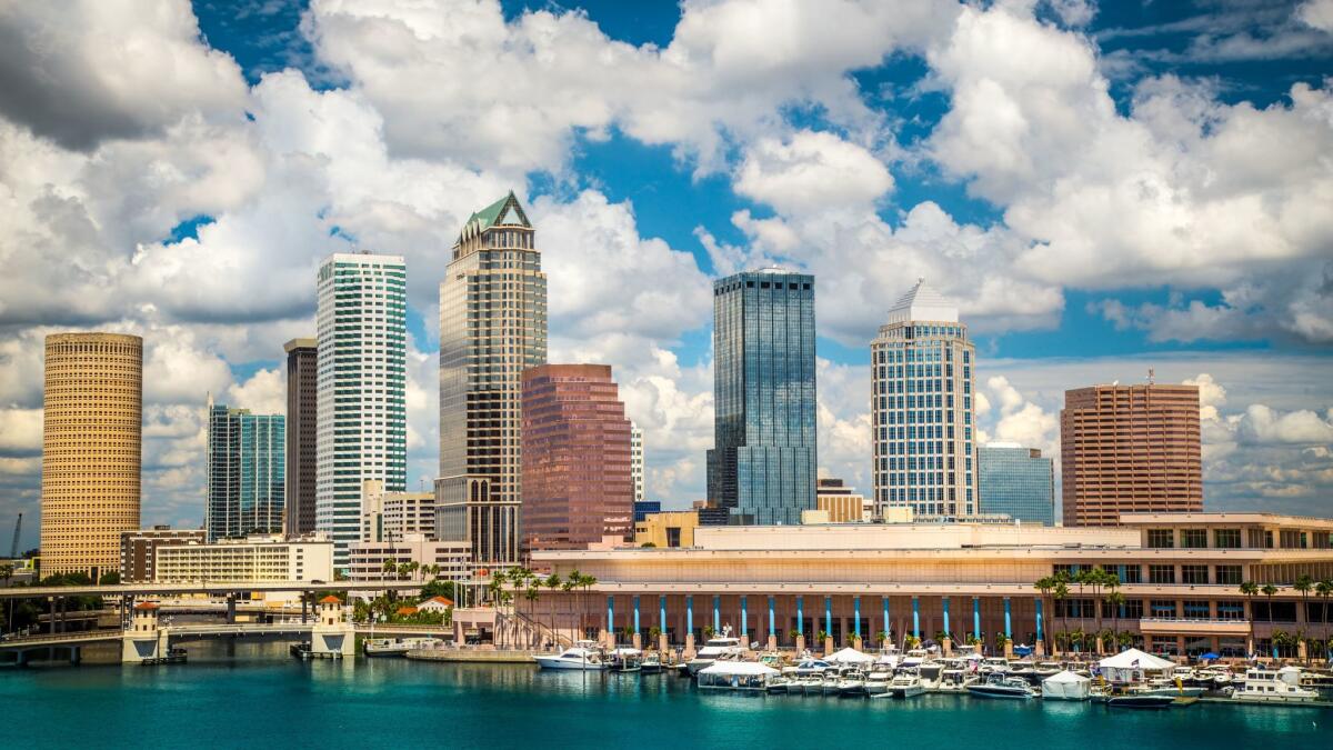 Southwest is offering a $308 round-trip fare from LAX to Tampa, Fla., whose skyline is pictured here, for late summer and early fall travel.