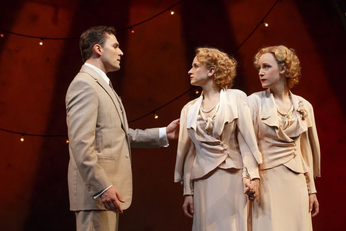 Ryan Silverman, Emily Padgett and Erin Davie in a scene from "Side Show". (Photo Credit: Joan Marcus)