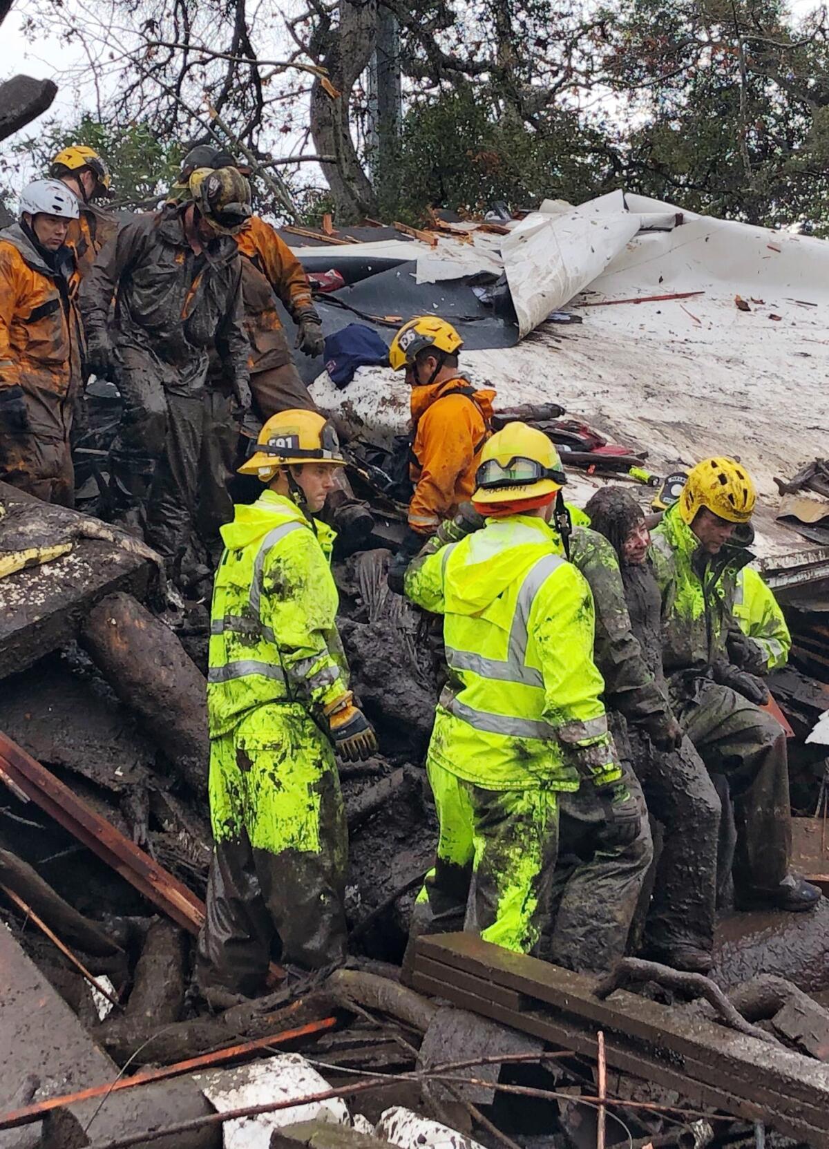 Firefighters rescue Lauren Cantin after she was trapped for hours.