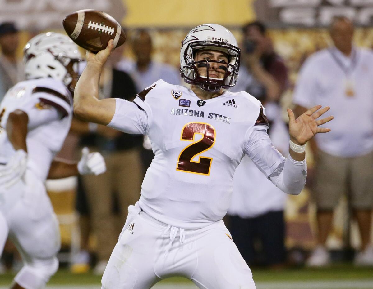 Arizona State quarterback Mike Bercovici throws a first half pass against New Mexico.