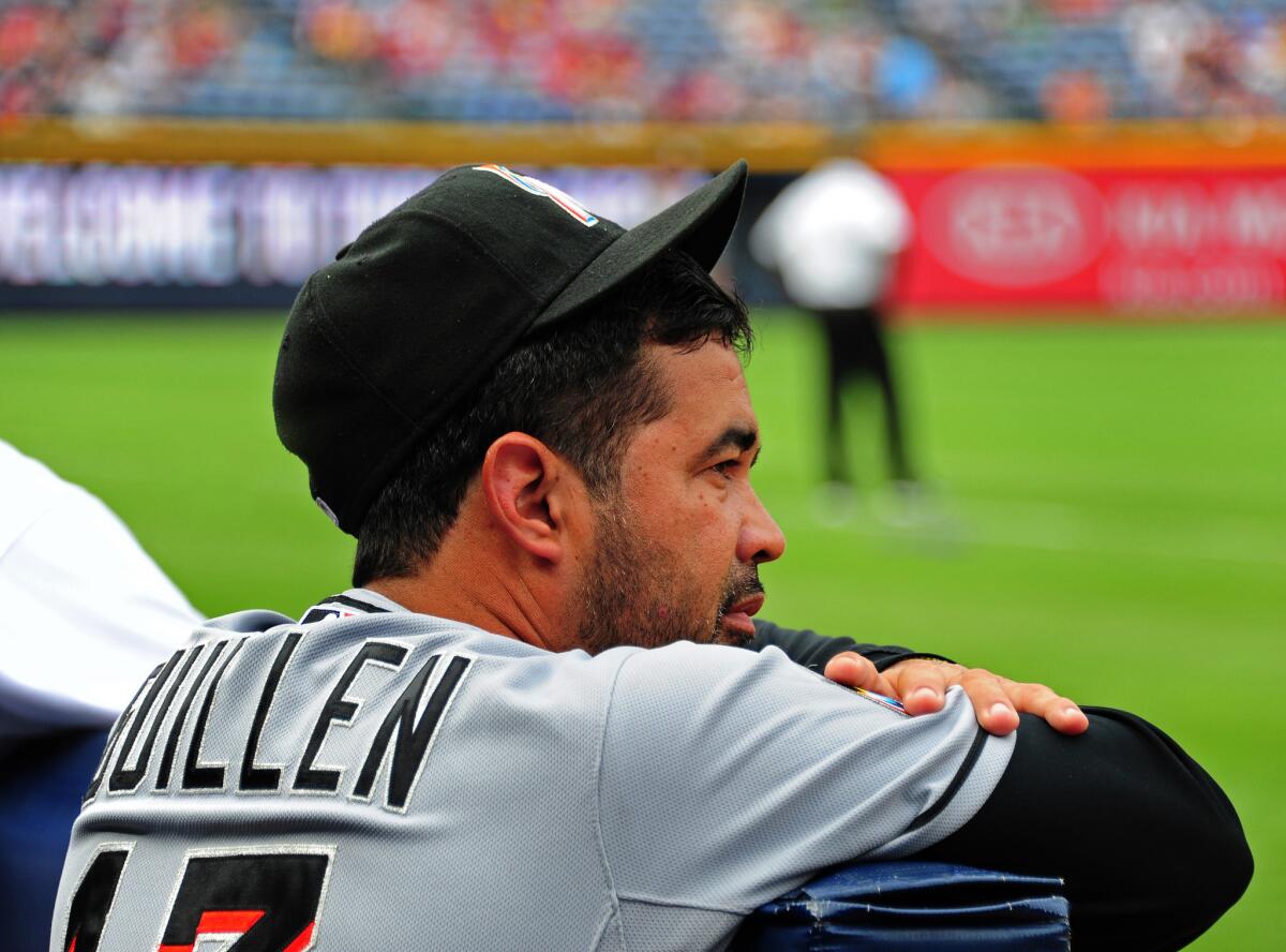 Manager Ozzie Guillen of the Miami Marlins is at odds with struggling closer Heath Bell.