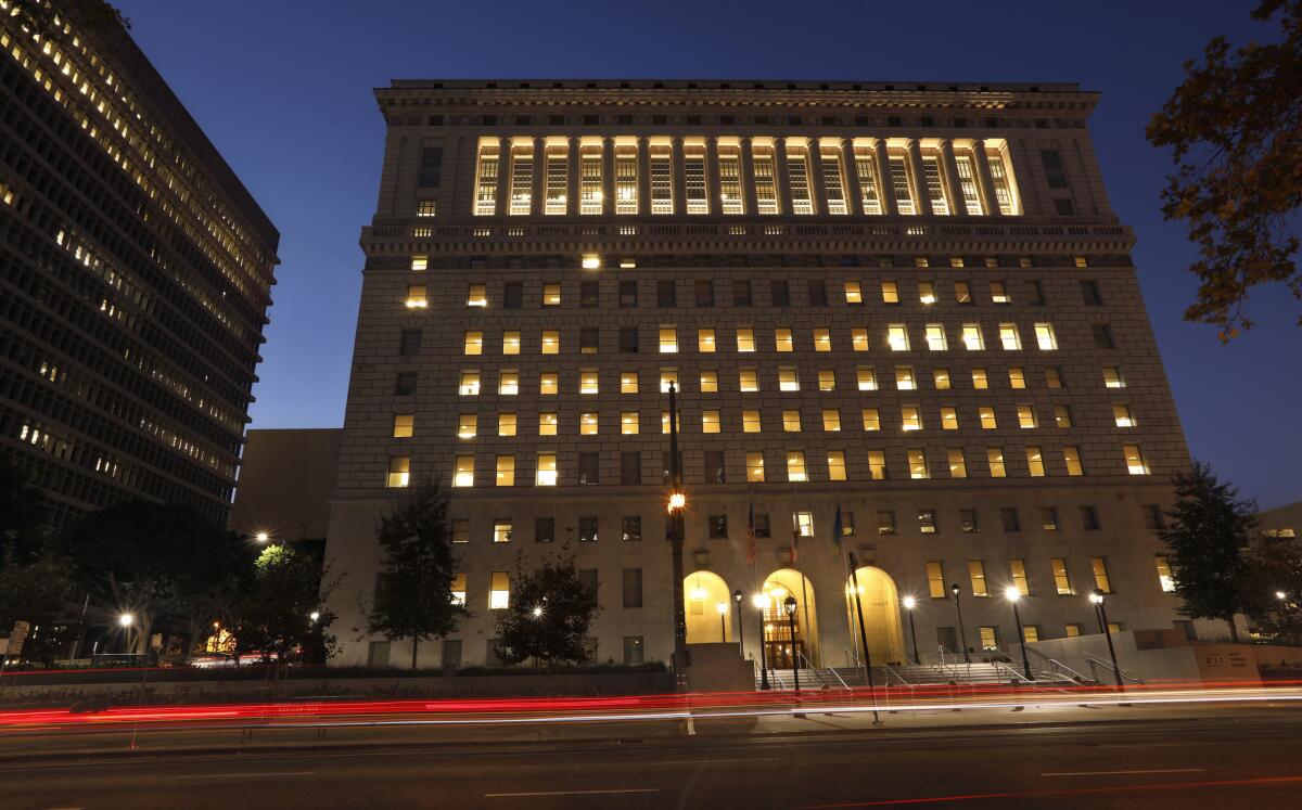 The Los Angeles County Sheriff's Department headquarters in the Hall of Justice in downtown Los Angeles.