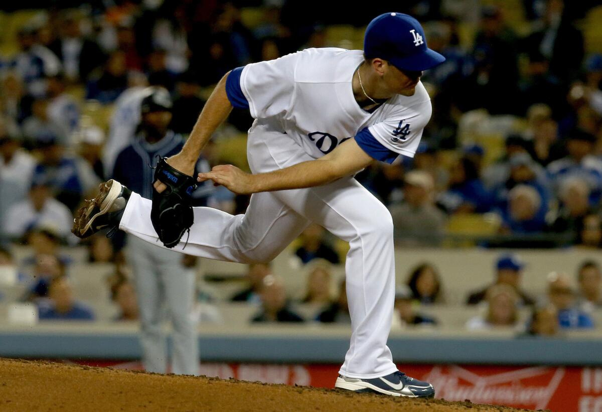 Dodgers left-hander Alex Wood gave up one earned run on five hits over seven innings against the Padres on April 29.
