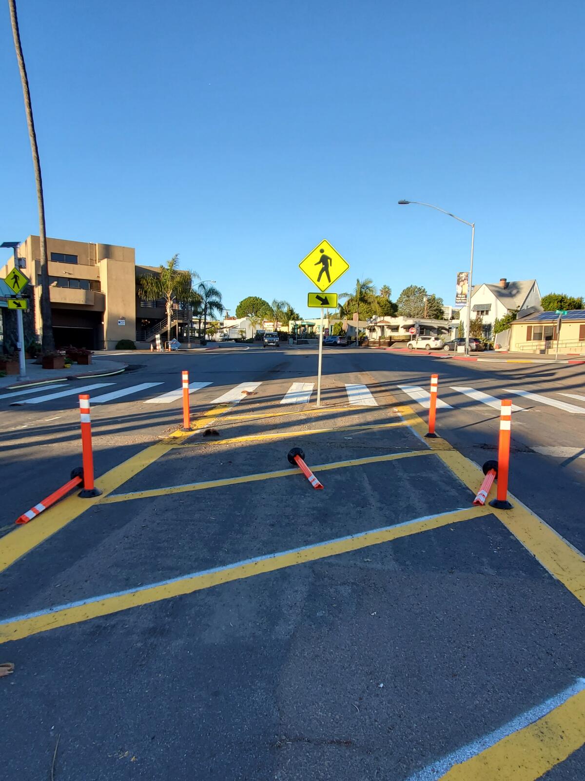 This new pedestrian refuge on La Jolla Boulevard near Bonair Street was installed Oct. 29.
