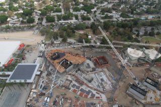 The view of construction, looking North across Wilshire Blvd. 