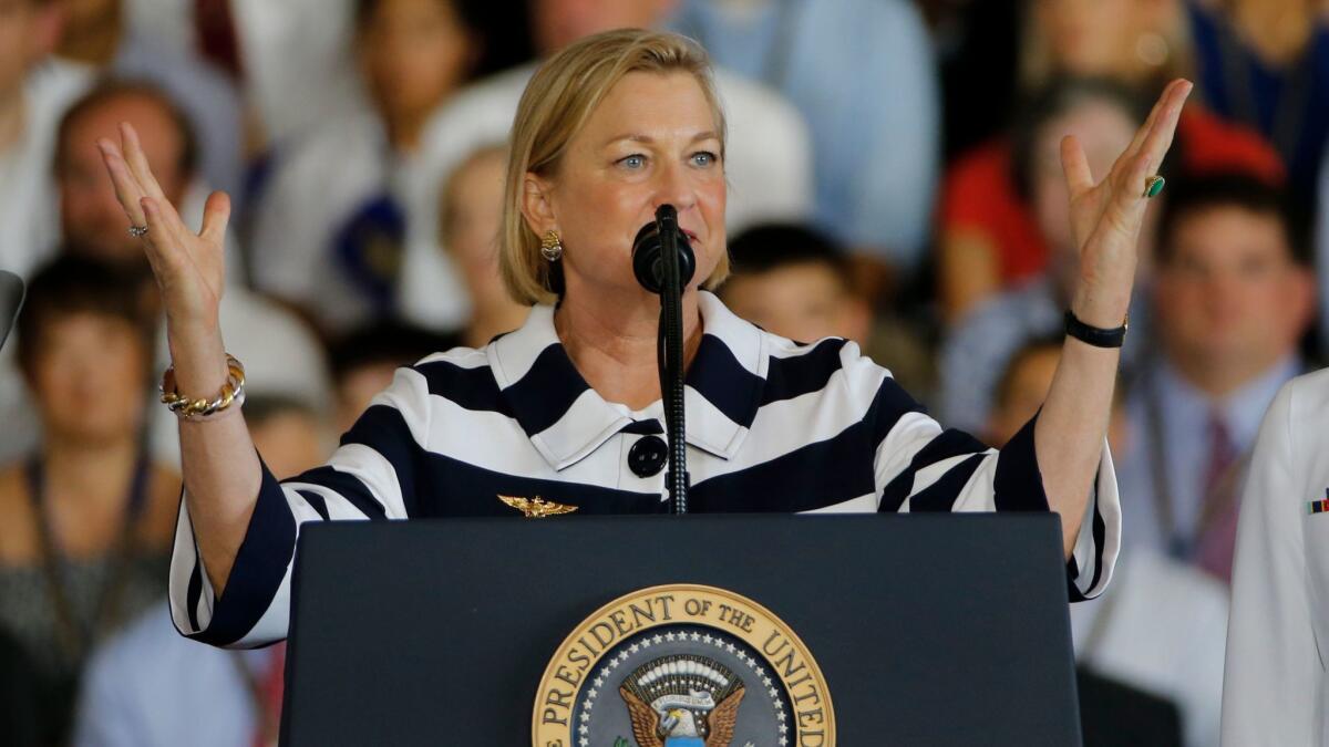 Daughter of former President Ford, Susan Ford Bales, at the commissioning ceremony Saturday.