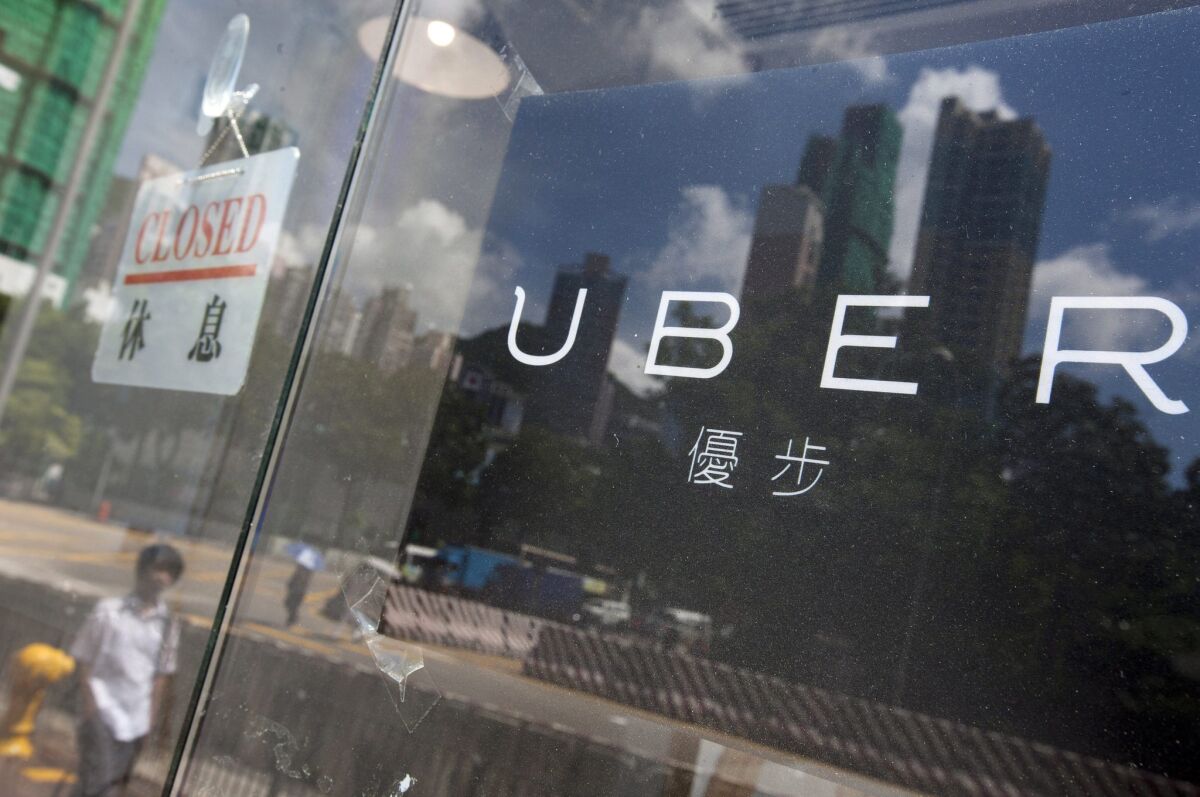 The Hong Kong office of Uber, the car-hailing app service.