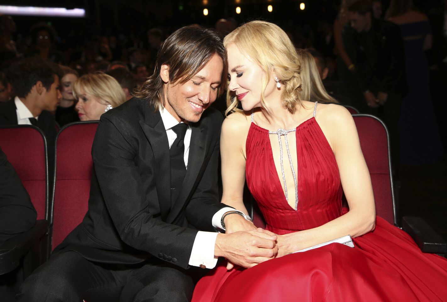 Keith Urban and Nicole Kidman in the audience at the 69th Emmy Awards.