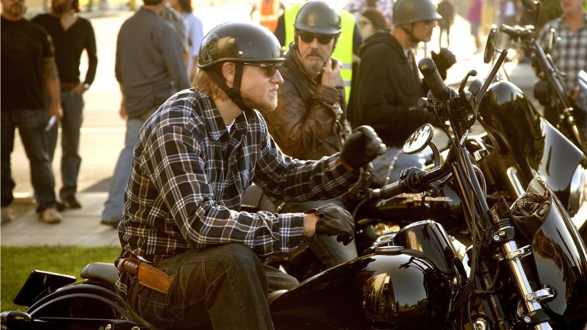 Charlie Hunnam, left, and Tommy Flanagan appear in a scene from the FX series "Sons of Anarchy."