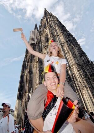 German supporters celebrate the victory