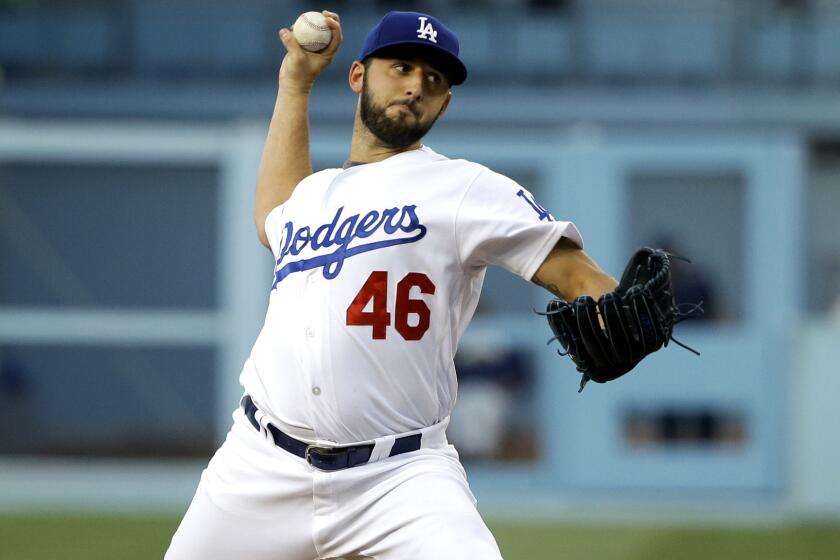 Mike Bolsinger didn't make it through the third inning Saturday night, giving up nine hits and five runs in the Dodgers' 10-6 loss to the Brewers.