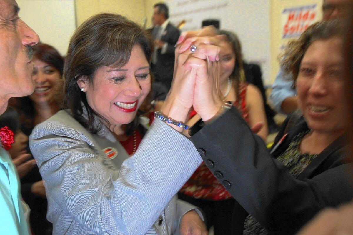 Already assured a seat on the L.A. County Board of Supervisors is former U.S. Labor Secretary Hilda Solis, who has been called a "warrior for working people" by labor groups. She will represent Supervisor Gloria Molina's eastern county district.