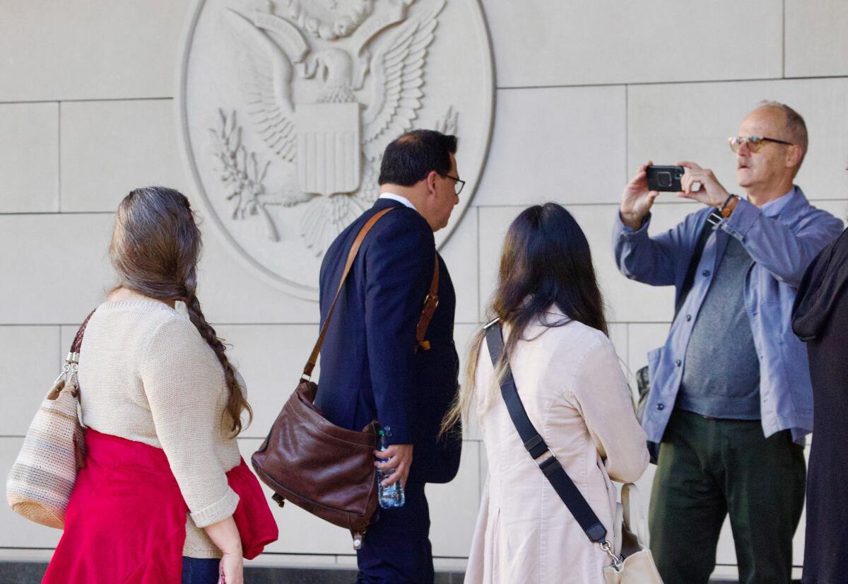 Former Los Angeles City Councilmember Jose Huizar enters the federal courthouse in downtown Los Angeles.