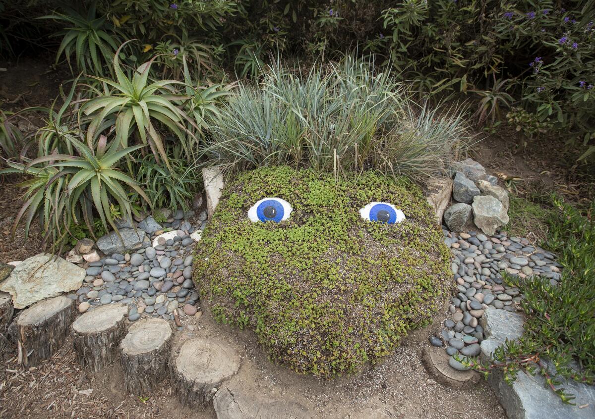 The "elf rock" was donated to the South Laguna Community Garden Park in February 2016.