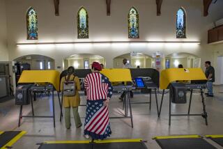 LOS ANGELES, CA - MARCH 03 , 2020 - Voting in progress at Lincoln Heights Youth Art Center in Los Angeles. (Irfan Khan / Los Angeles Times)
