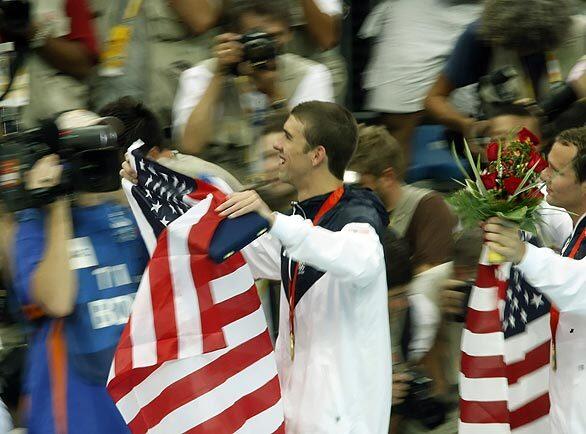 Phelps with flag