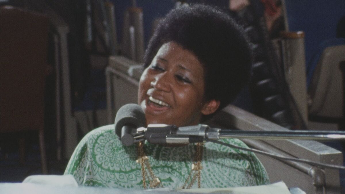 Aretha Franklin in a scene from the movie "Amazing Grace."