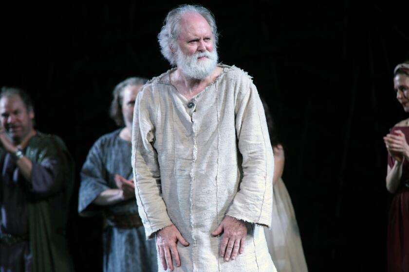 John Lithgow during the opening night curtain call of "King Lear" on Tuesday at the Delacorte Theater in New York's Central Park.