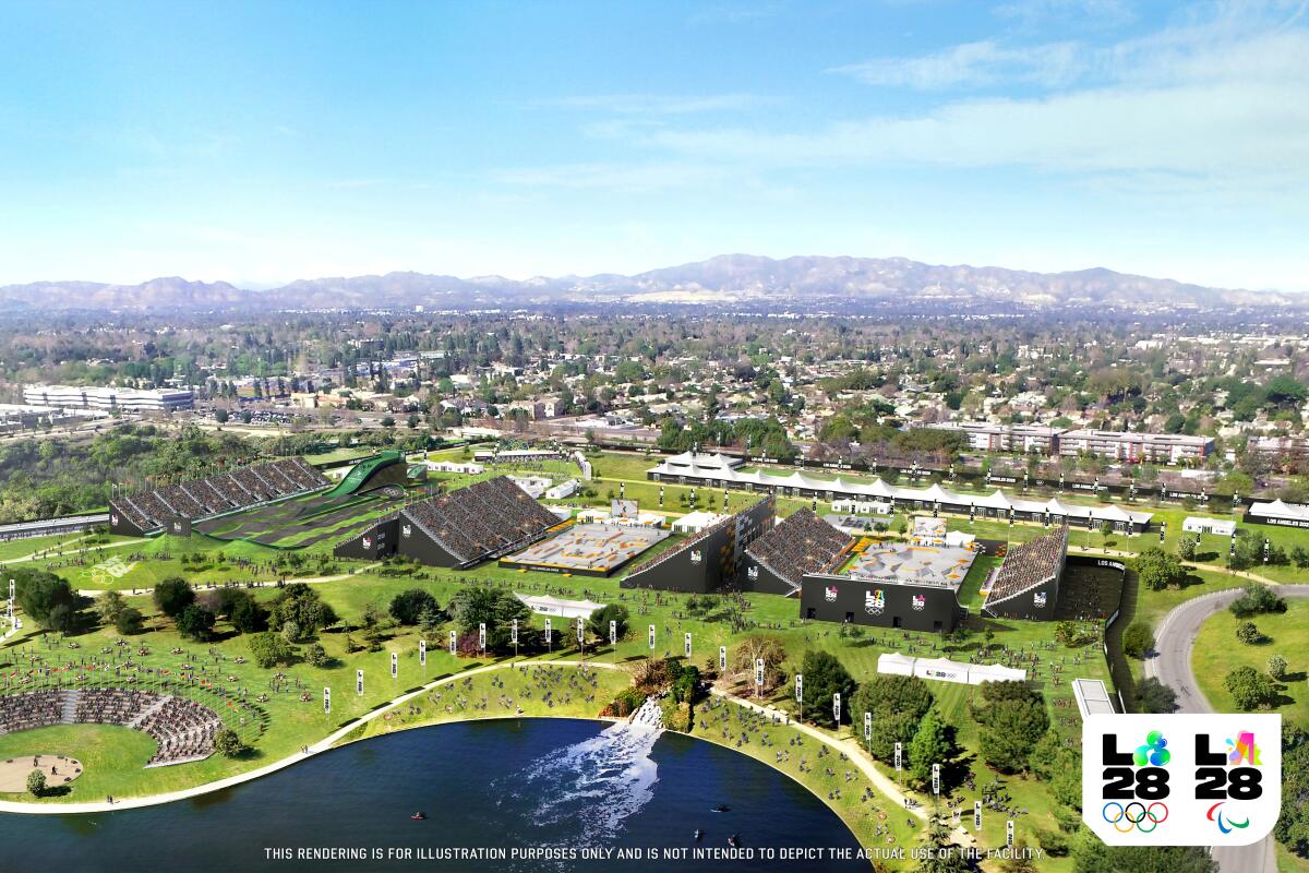 A rendering of the Sepulveda Basin Recreation Area, which is slated to host multiple Olympic events.