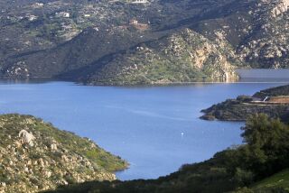 LAKESIDE, CA: FEBRUARY 8, 2017 | San Vicente Reservoir. The San Diego Water Authority has turned down water from the Metropolitan Water District of Southern California because we currently have what we need - Completion in 2014 added 52,000 acre-feet of emergency water storage and 100,000 acre-feet of carryover storage to collect water in wet periods for use in dry years to the reservoir. | Photo by Howard Lipin/San Diego Union-Tribune/Mandatory Credit: HOWARD LIPIN SAN DIEGO UNION-TRIBUNE/ZUMA PRESS
