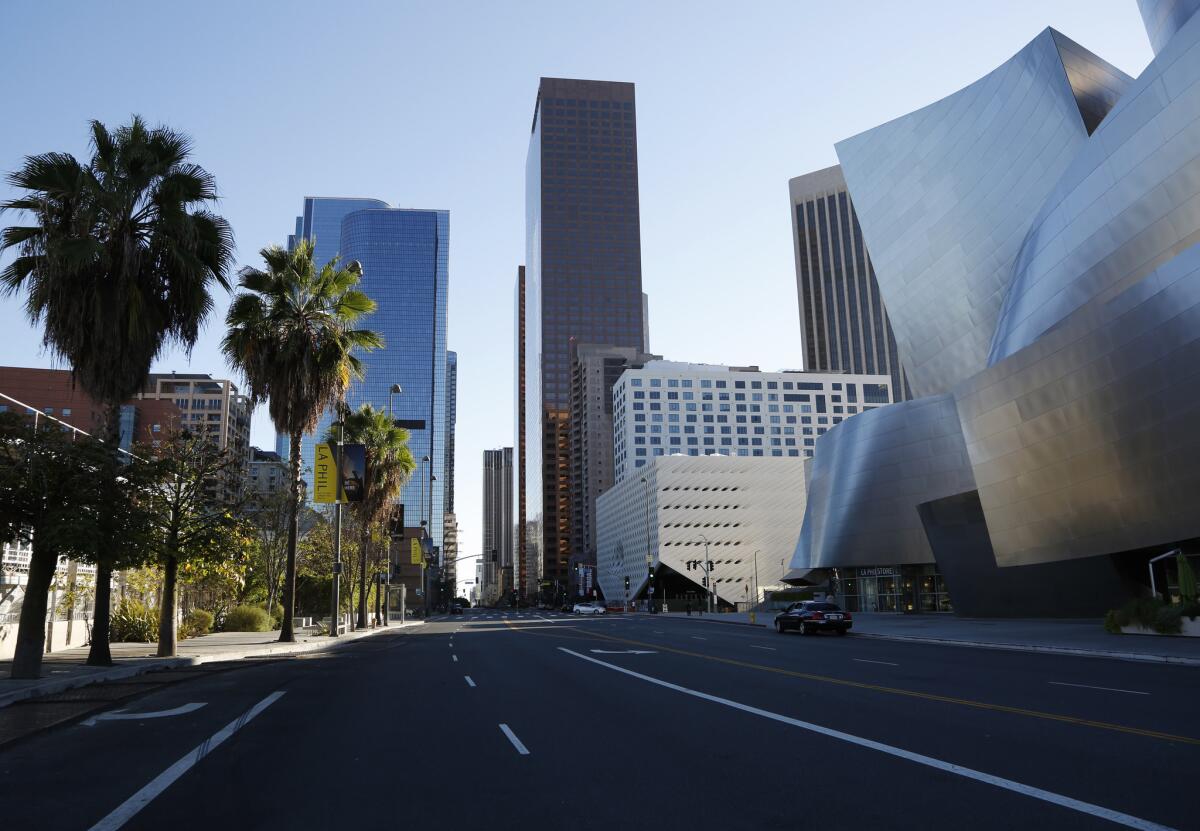 The Walt Disney Concert Hall, right, and the Broad museum, are the current architectural focal points on Grand Avenue.